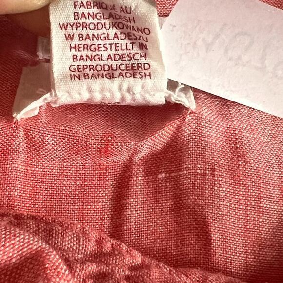 Sigrid Olsen Linen Tunic Shirt Women's 3X Deep Coral Roll-Tab Sleeves Lagenlook - Picture 10 of 10